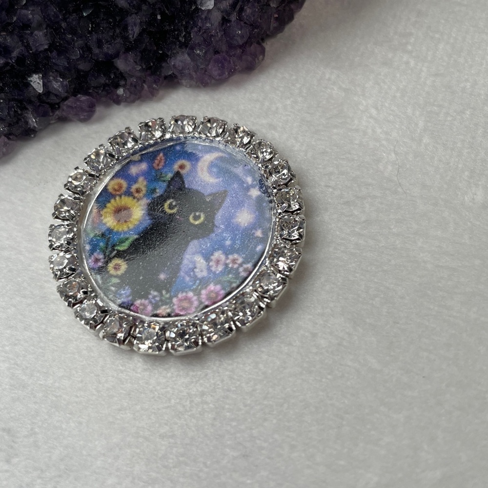 Feline Familiar Collection Black Cat Moon & Sparkle Magnet Artisan Designed - Picture 4 of 6